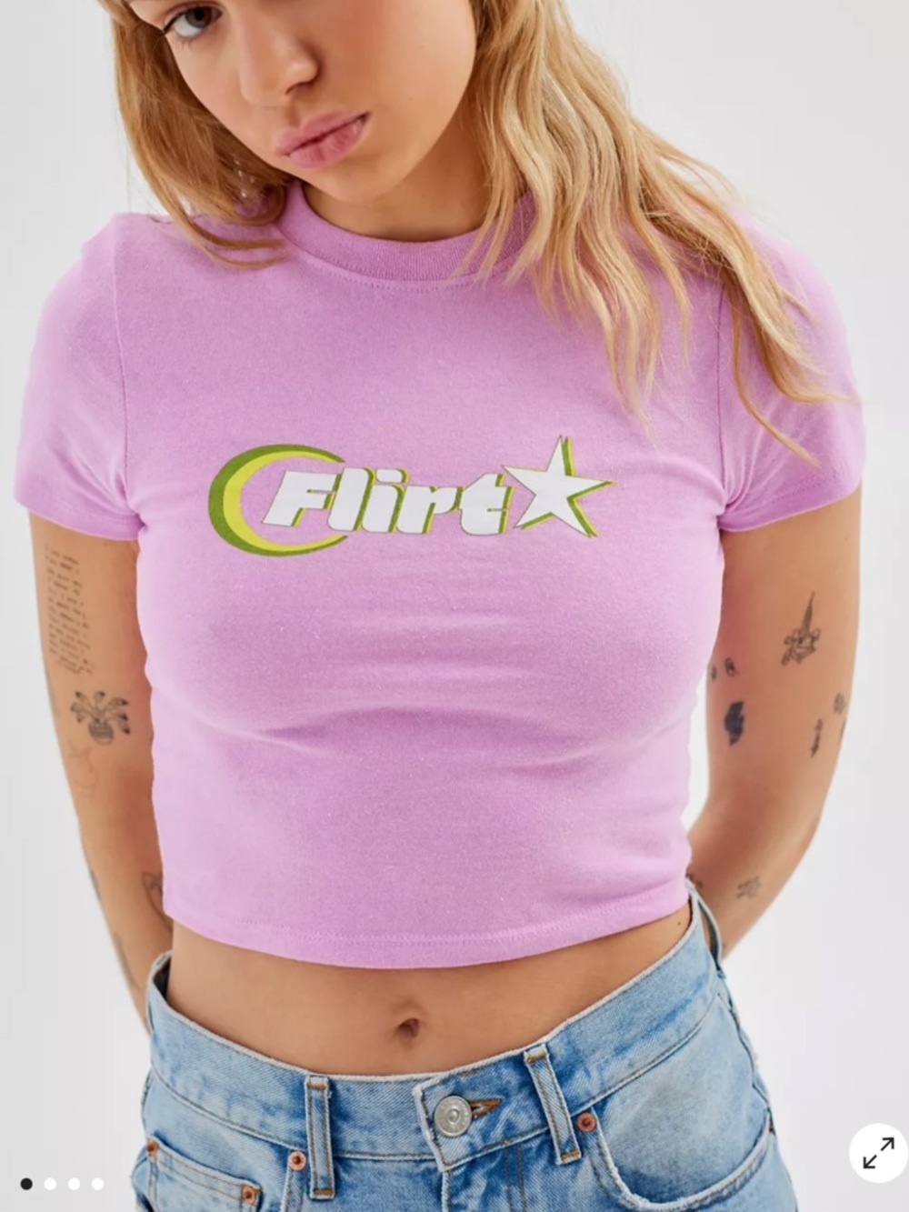 Urban Outfitters Lavender 'Flirt' Graphic Crop Tee